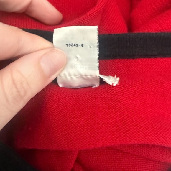 Vintage Yarnworks Red Knit Short Sleeve Sweater Top | Contrast Trim | Size M - Picture 8 of 8